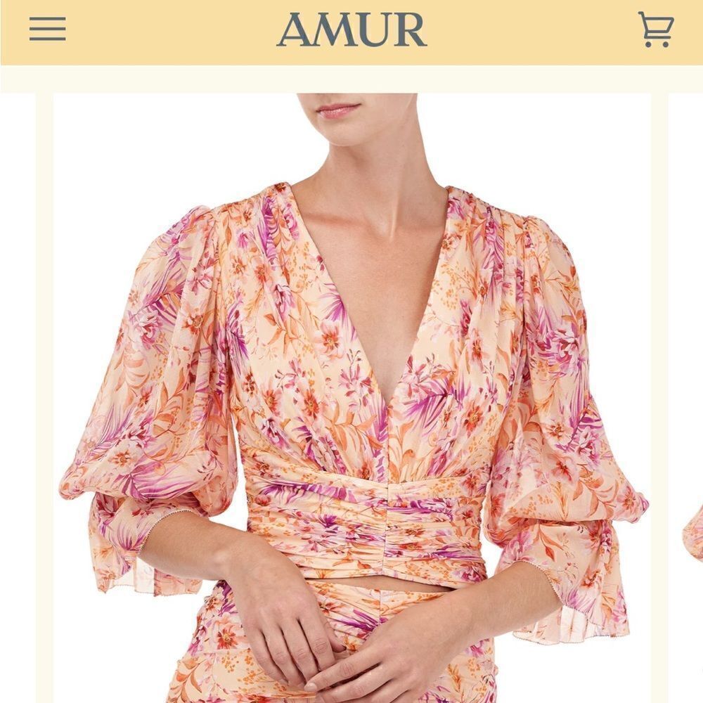 Amur Gitana Top in Cantaloupe Rosa Floral
Color:Cantaloupe Rosa Floral